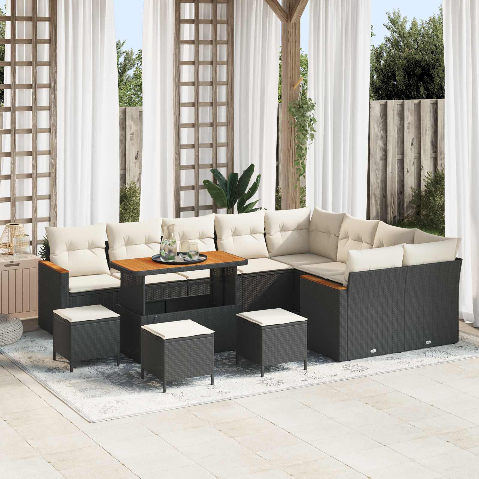 Gartensofa-set 13 stk. Schwarz Poly-Rattan