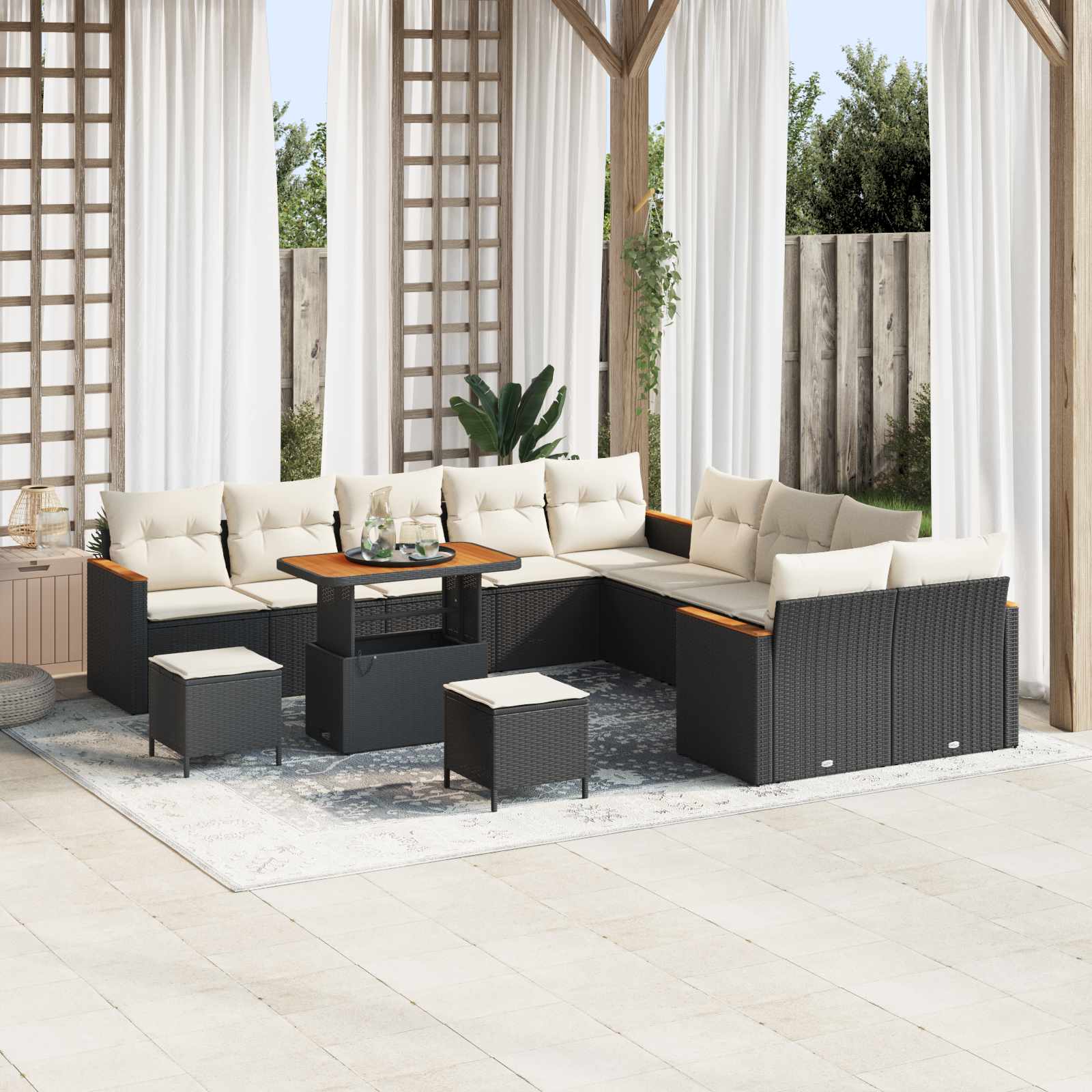 Gartensofa-set 13 stk. Schwarz Poly-Rattan