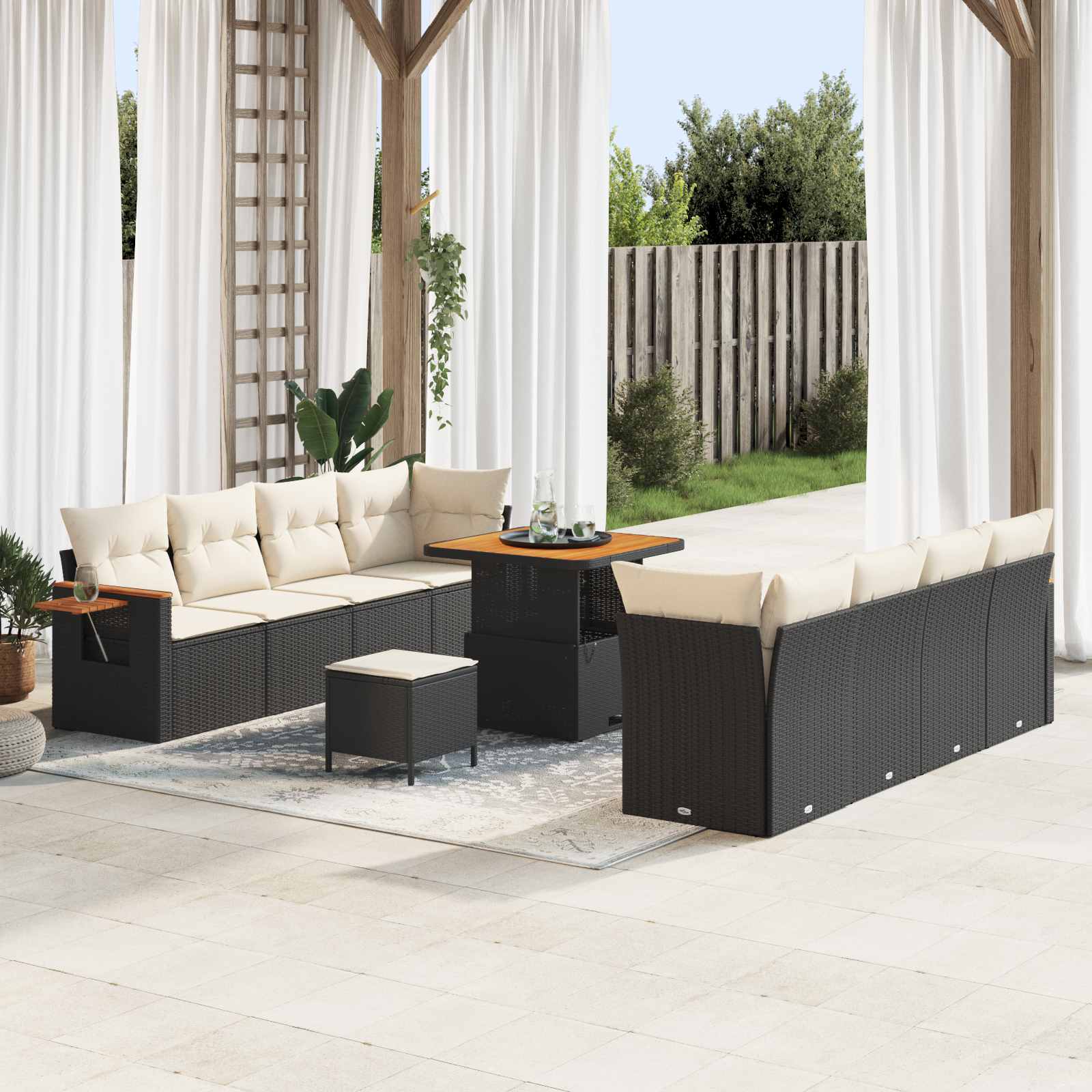 Gartensofa-set 11 stk. Schwarz Poly-Rattan