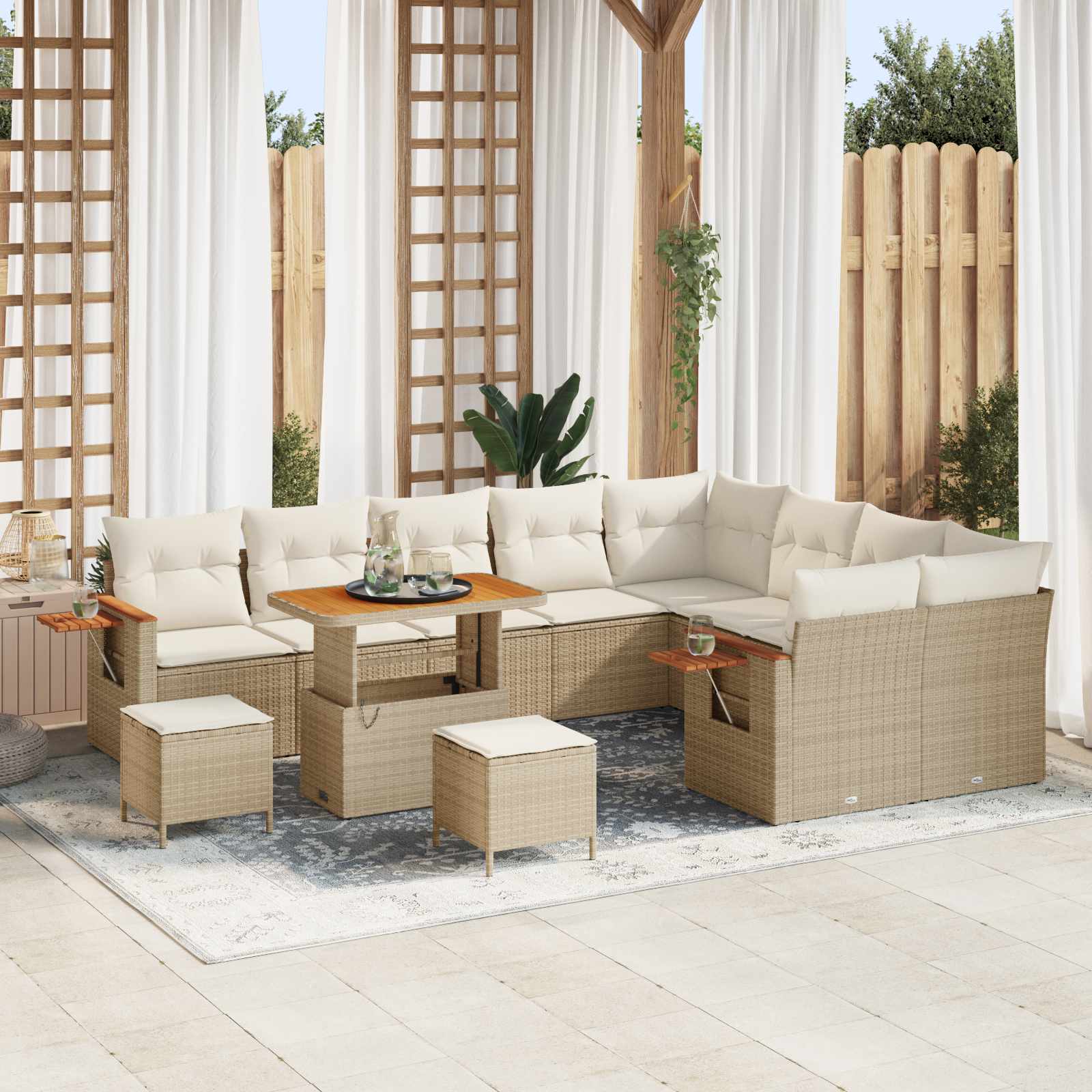 Gartensofa-set 12 stk. Beige Poly-Rattan