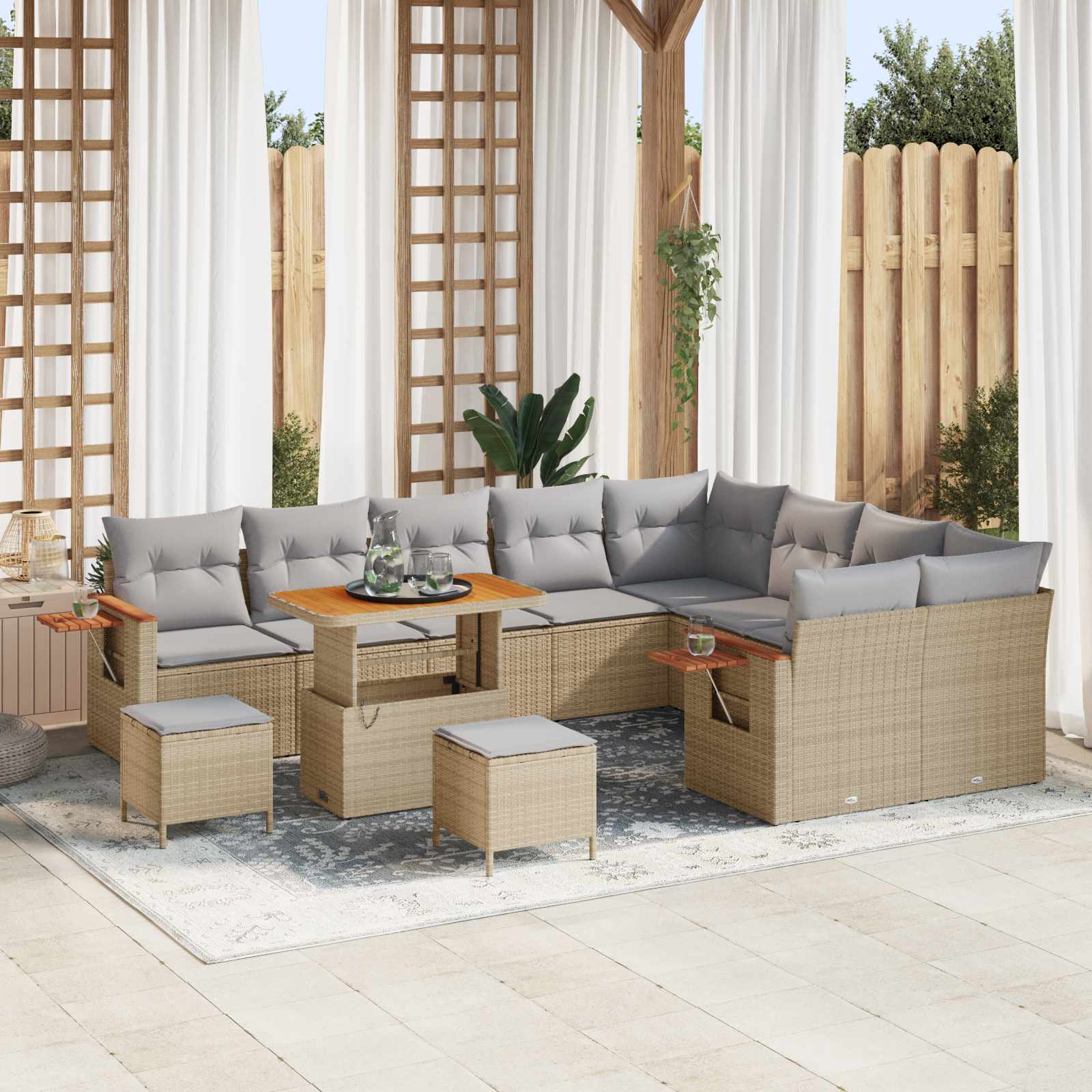 Gartensofa-set 12 stk. Beige Poly-Rattan