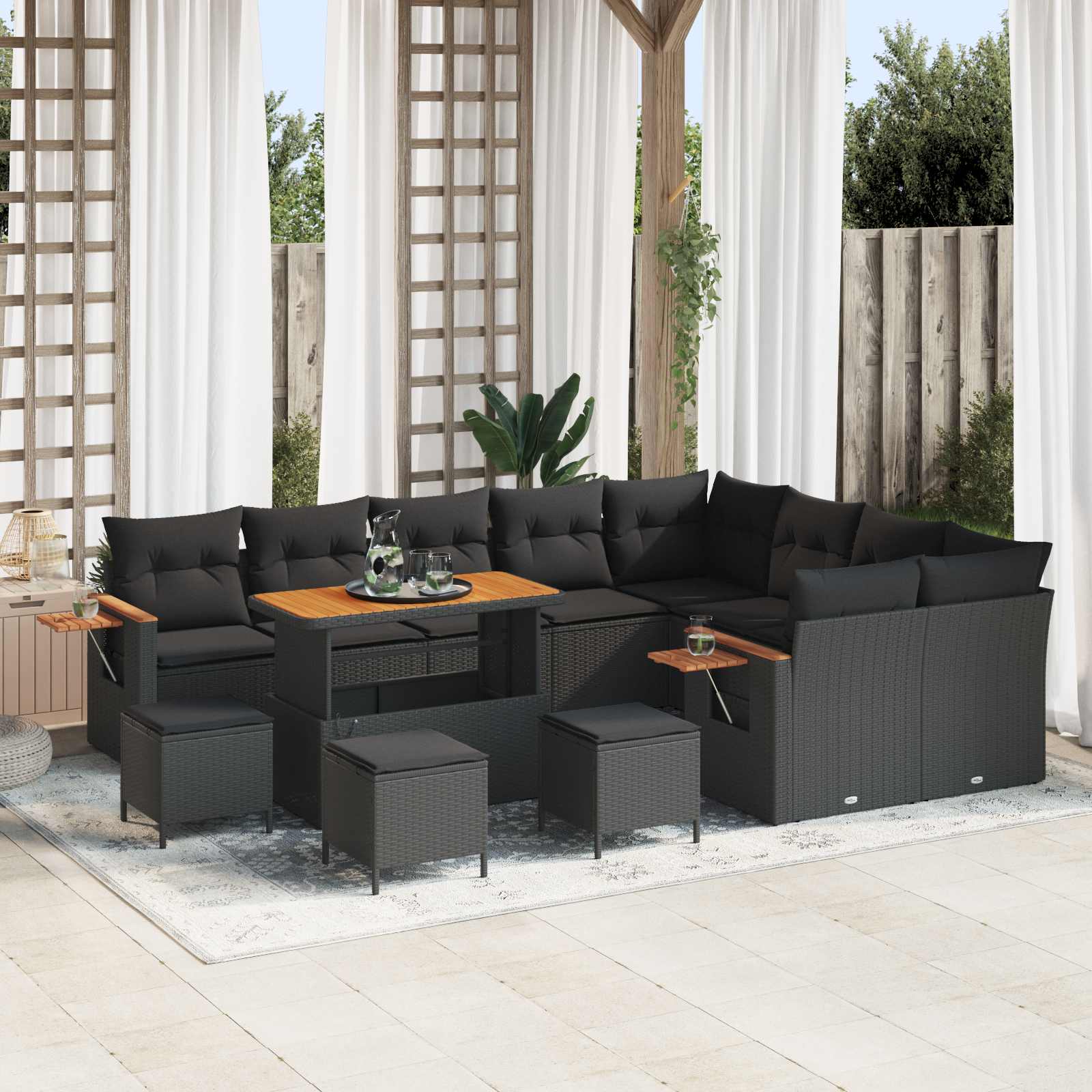 Gartensofa-set 13 stk. Schwarz Poly-Rattan
