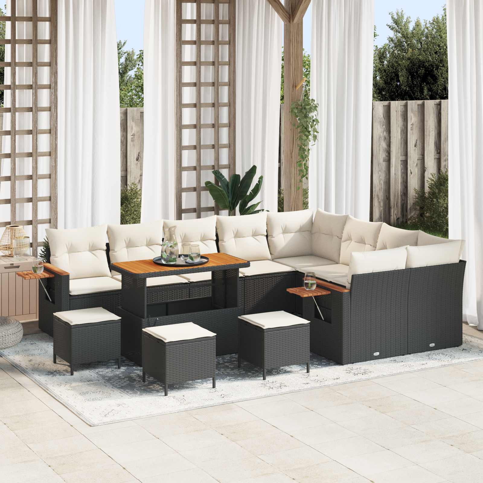 Gartensofa-set 13 stk. Schwarz Poly-Rattan
