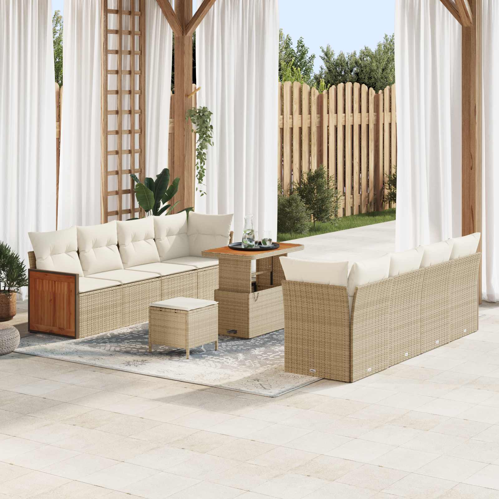 Gartensofa-set 11 stk. 11-Sitzanzahl Beige und Creme