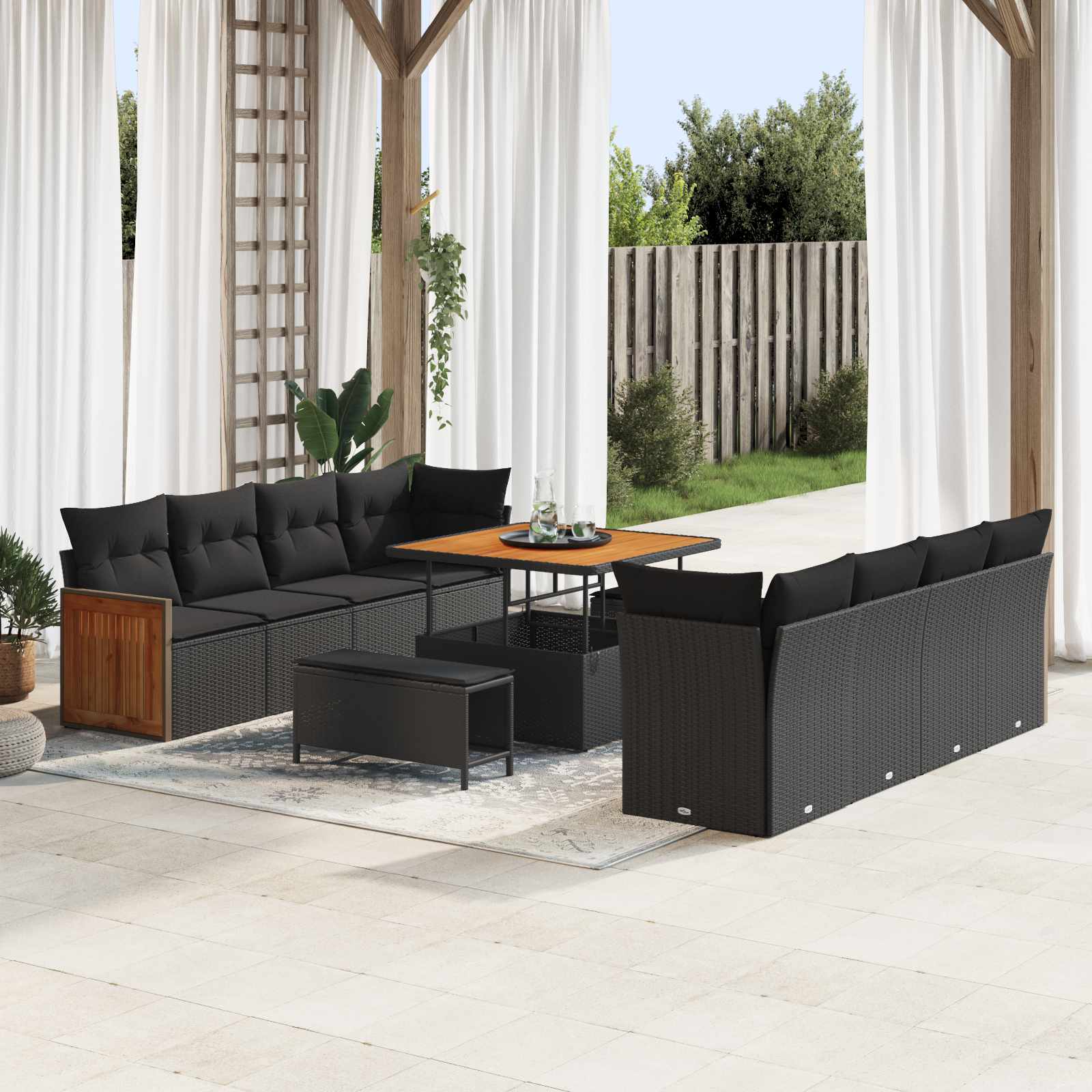 Gartensofa-set 11 stk. 11-Sitzanzahl Schwarz