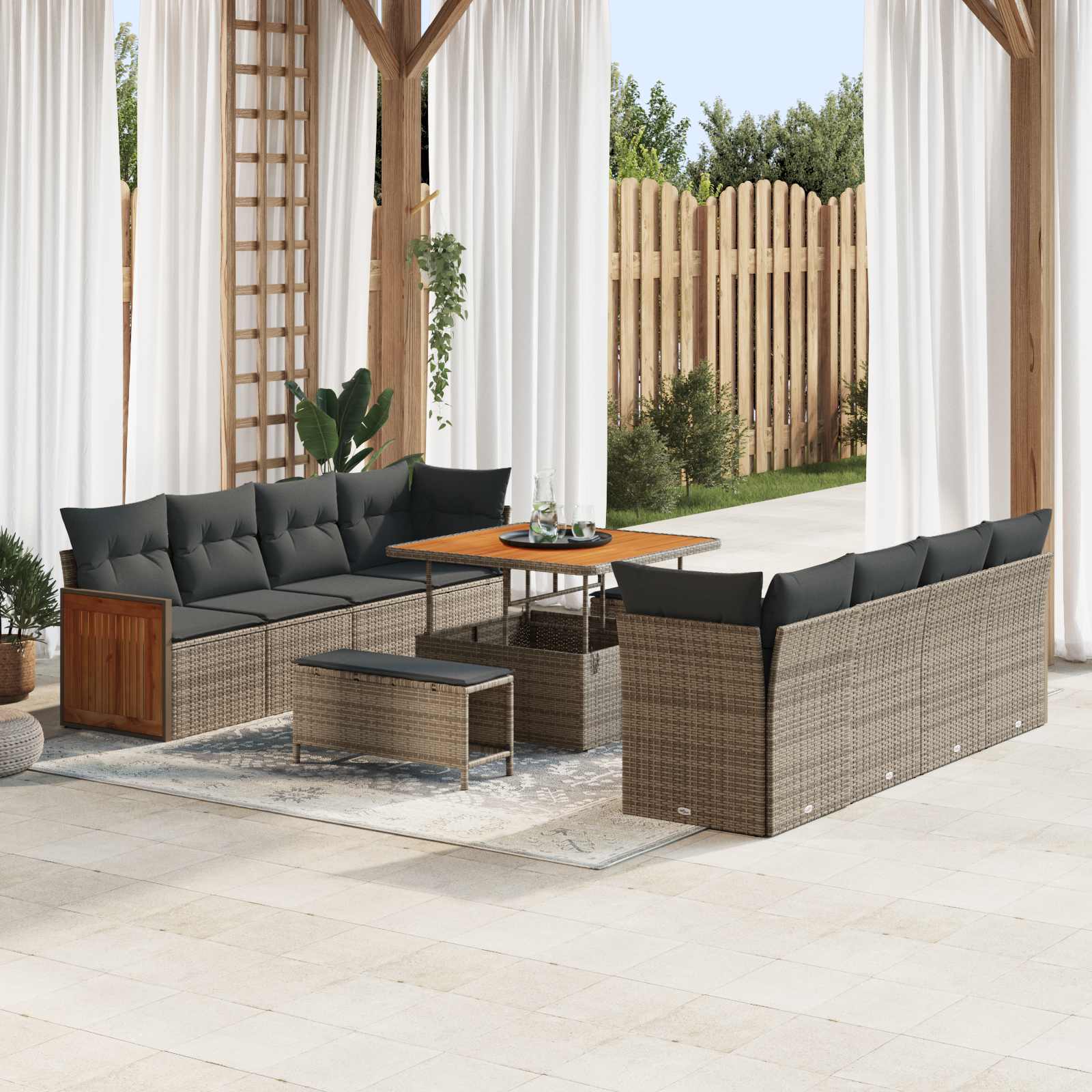 Gartensofa-set 11 stk. 11-Sitzanzahl Grau