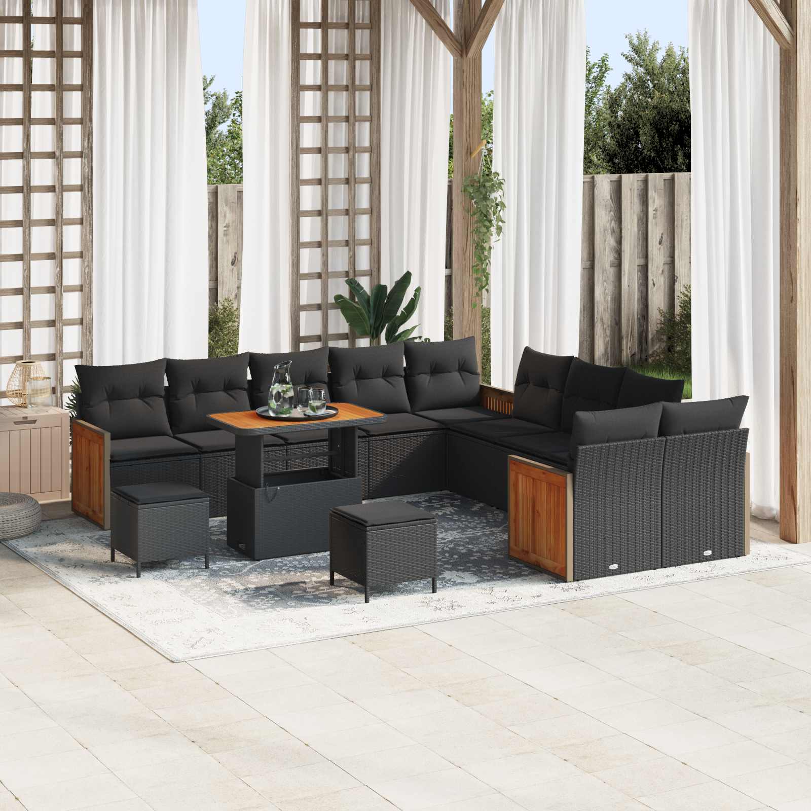 Gartensofa-set 13 Stk. 13-Sitzanzahl Schwarz