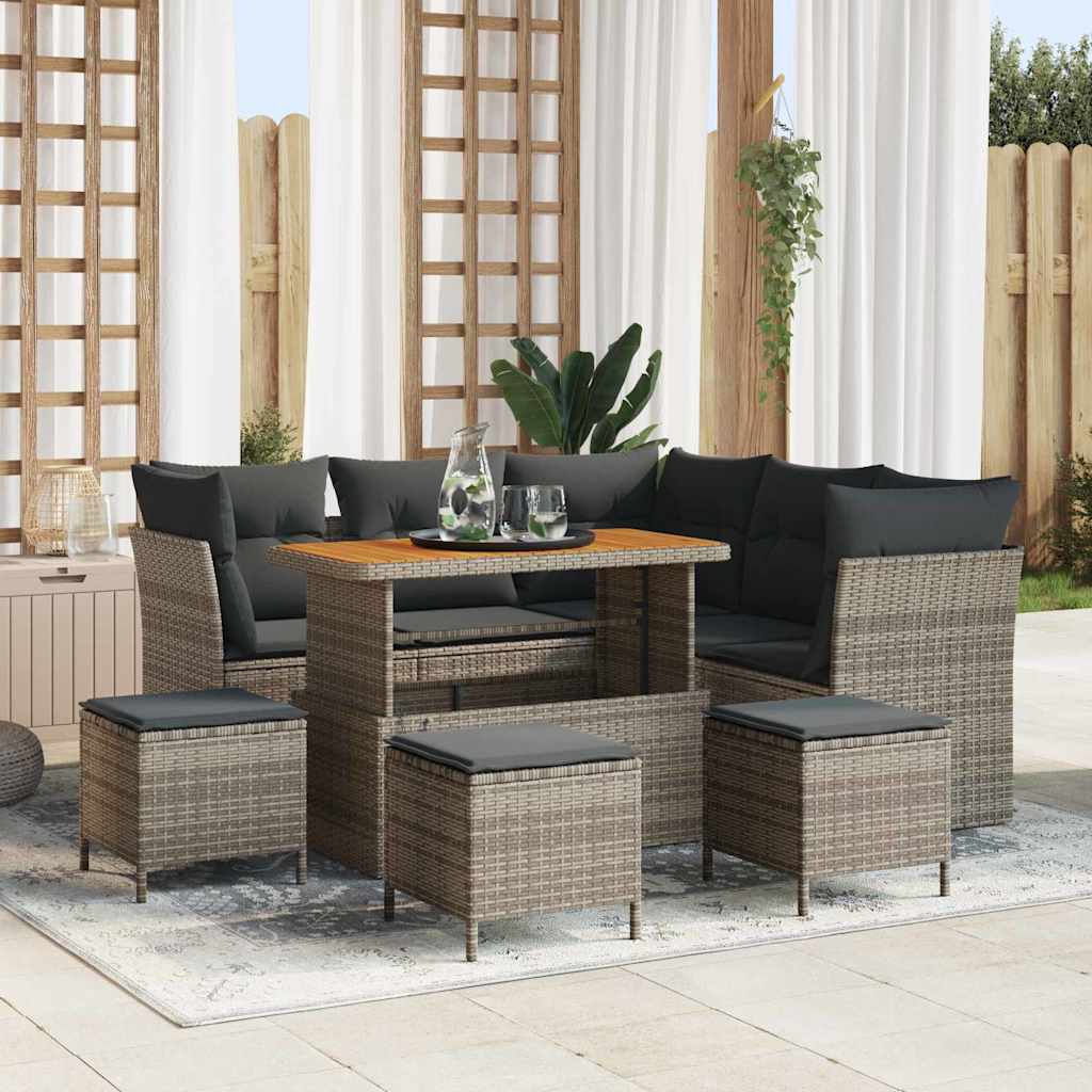 Gartensofa-set 9 Stk. 5-Sitzanzahl Grau Poly-Rattan