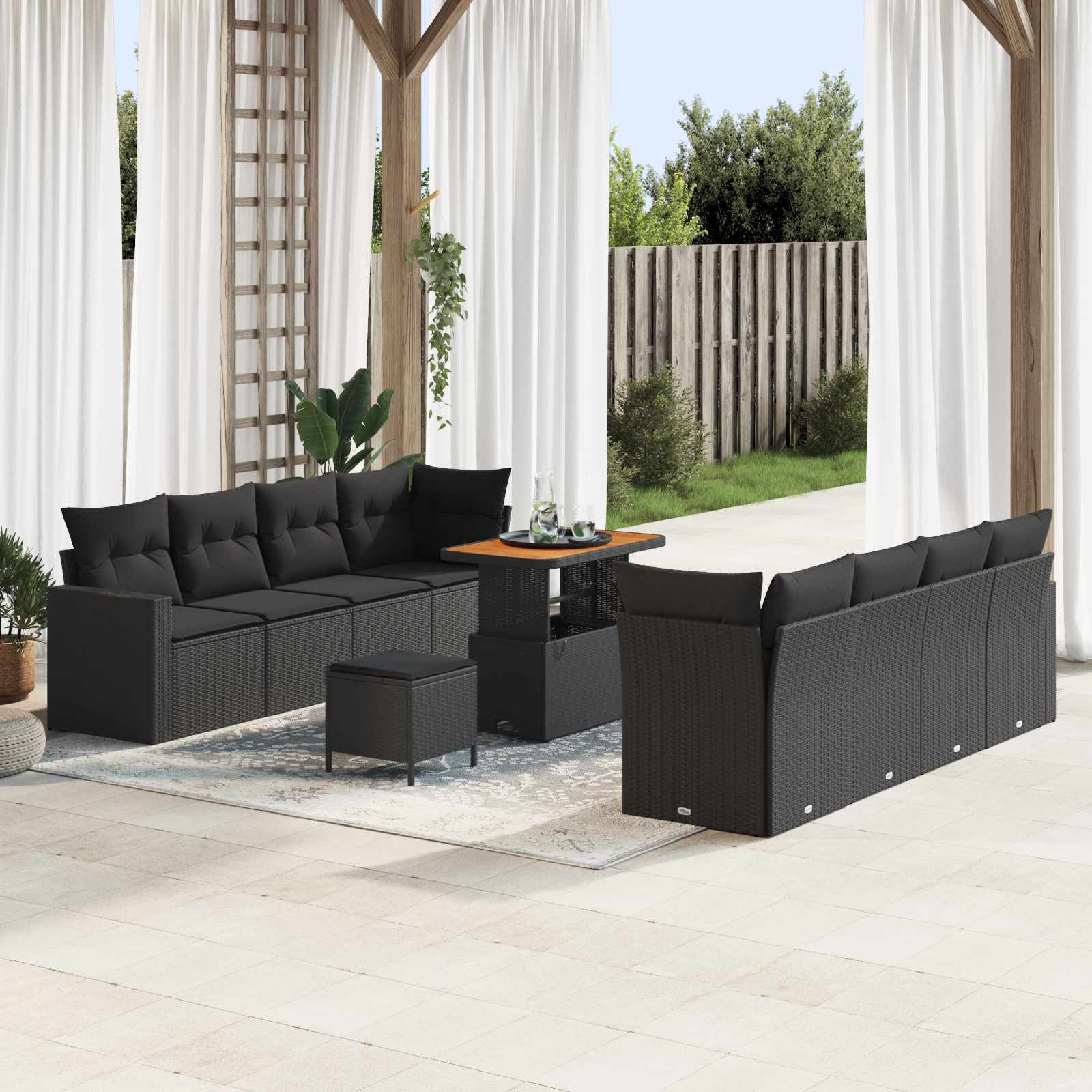 Gartensofa-set 12 stk. 12-Sitzanzahl Schwarz Poly-Rattan