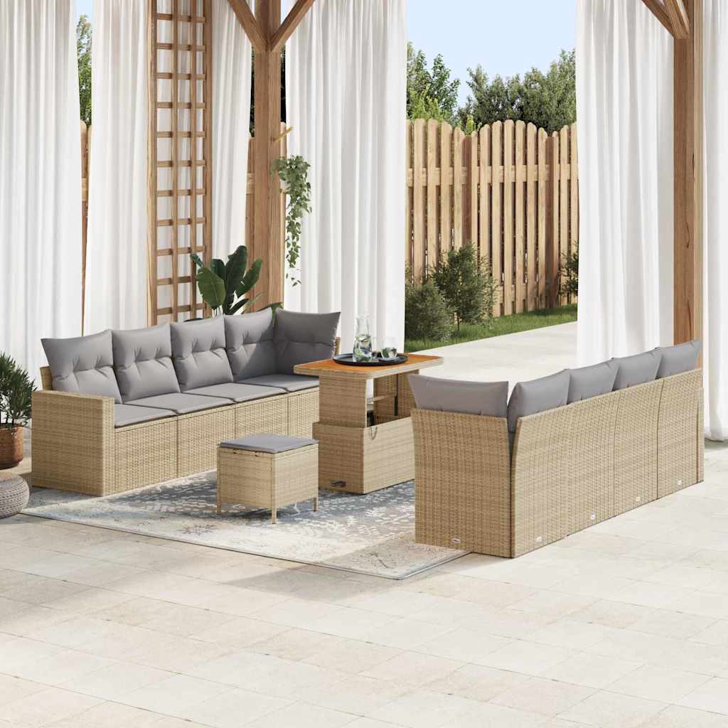 Gartensofa-set 12 stk. 12-Sitzanzahl Beige und Hellgrau