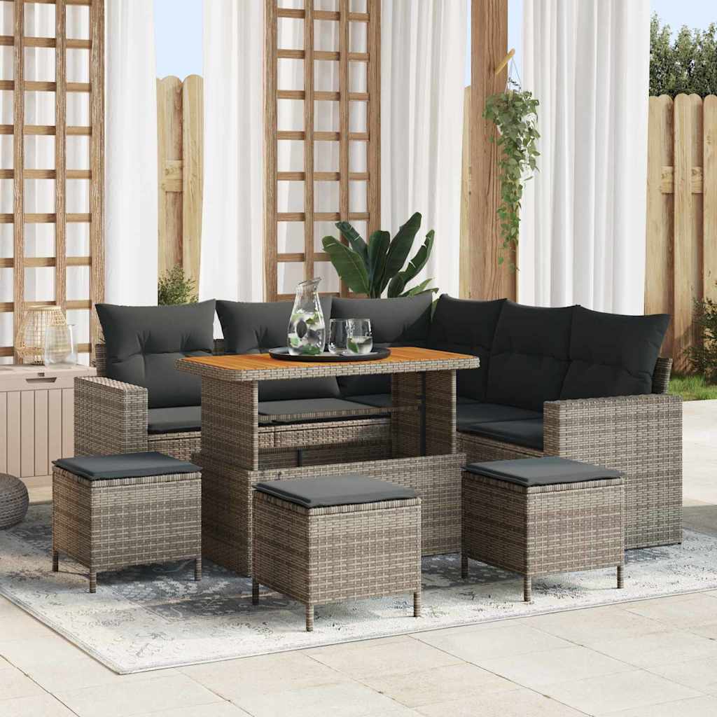 Gartensofa-set 10 Stk. 7-Sitzanzahl Grau Poly-Rattan