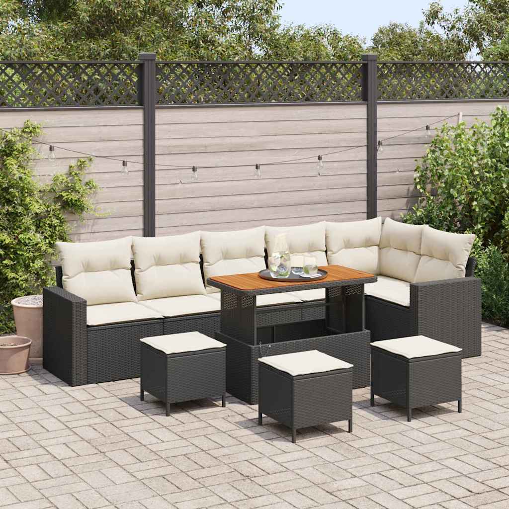 Gartensofa-set 12 Stk. 8-Sitzanzahl Schwarz und Creme