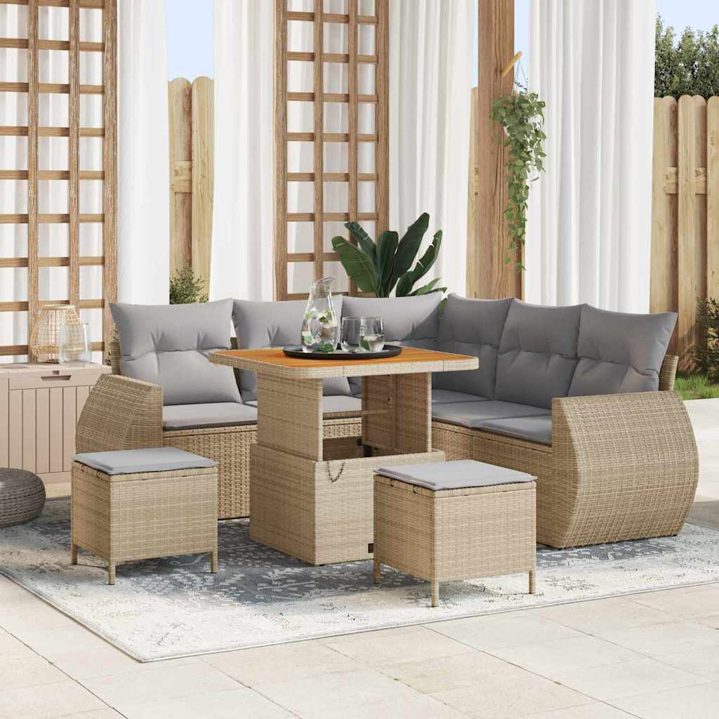 Gartensofa-set 8 stk. 7-Sitzanzahl Beige und Hellgrau