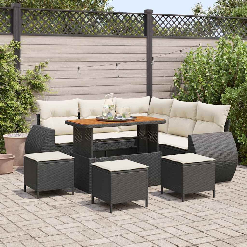 Gartensofa-set 9 stk. 8-Sitzanzahl Schwarz und Creme