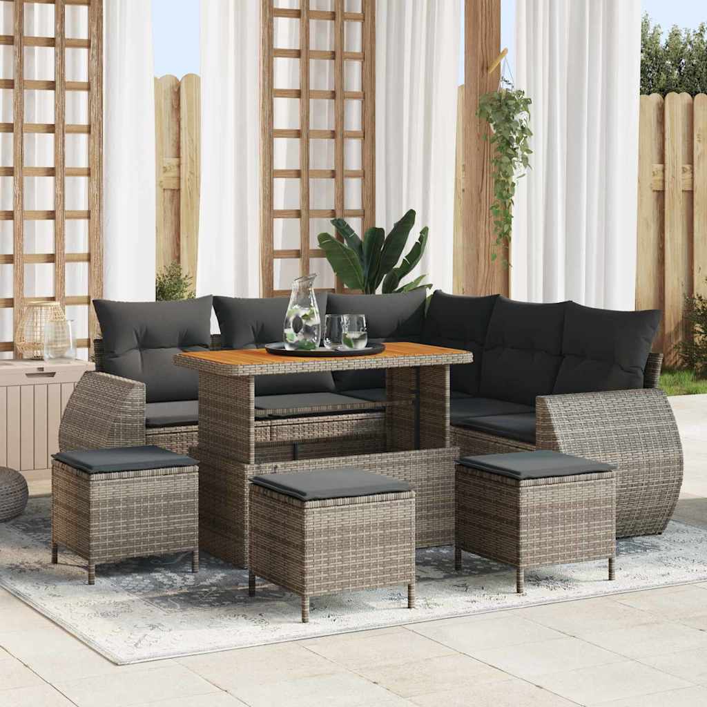 Gartensofa-set 9 stk. 8-Sitzanzahl Grau Poly-Rattan