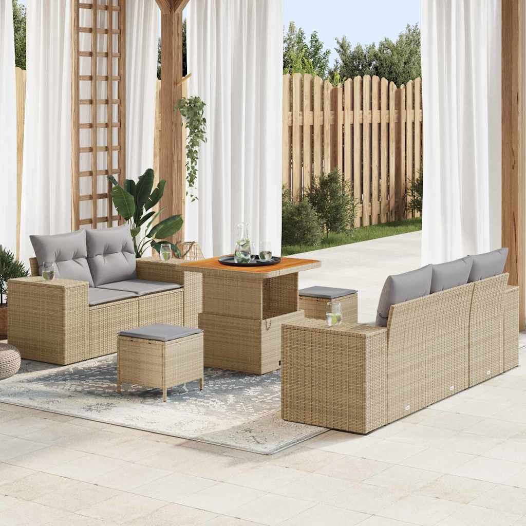 Gartensofa-set 8 Stk. 8-Sitzanzahl Beige und Hellgrau