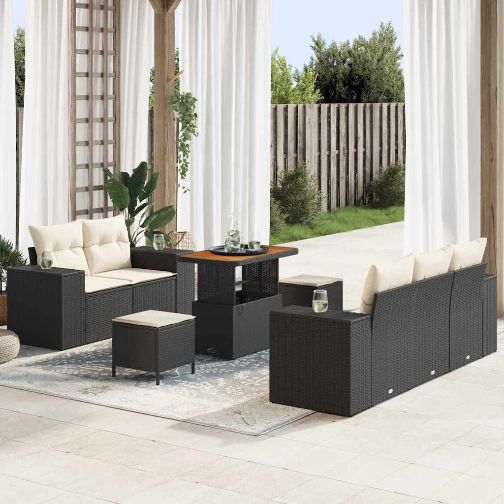 Gartensofa-set 8 Stk. 8-Sitzanzahl Schwarz und Creme