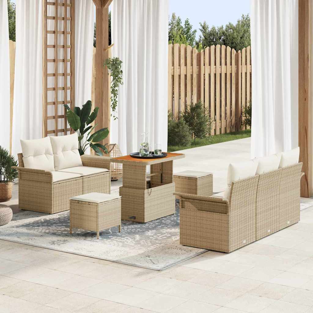 Garten-Sofa-Set 8 stk. 7-Sitzanzahl Beige und Creme