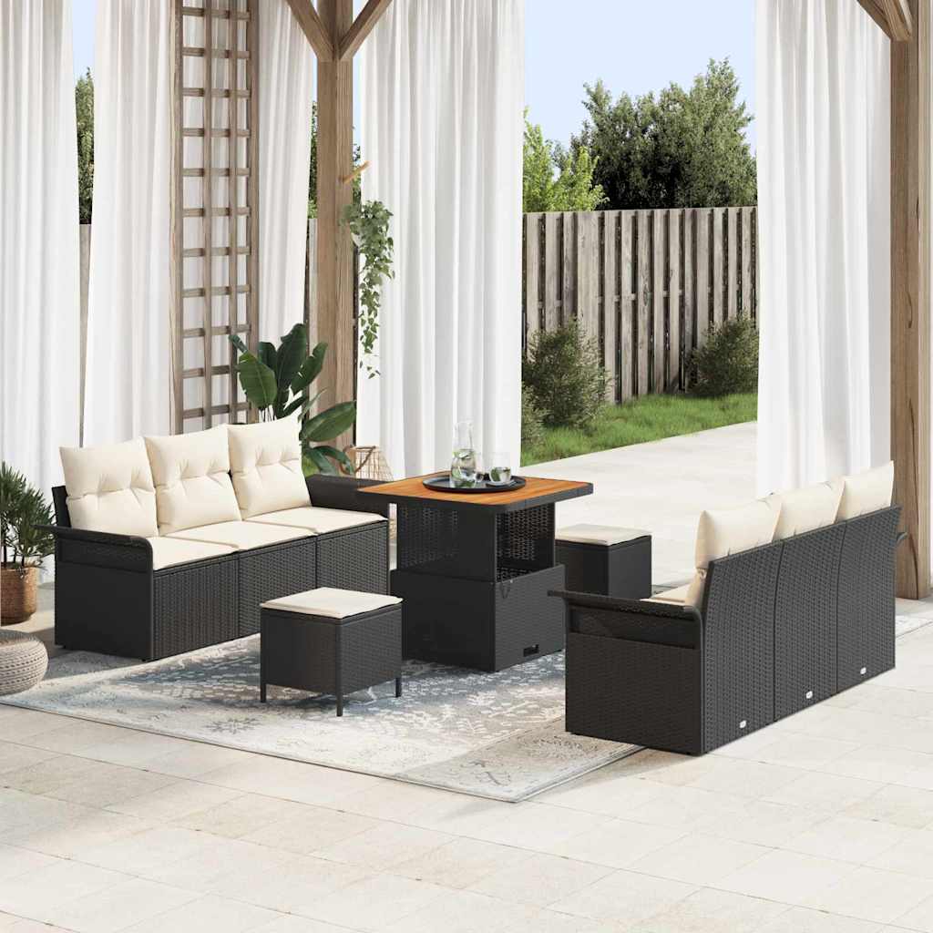 Garten-Sofa-Set 9 Stk. 8-Sitzanzahl Schwarz