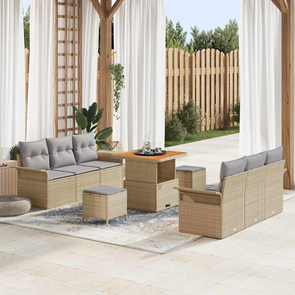 Garten-Sofa-Set 9 Stk. 8-Sitzanzahl Beige