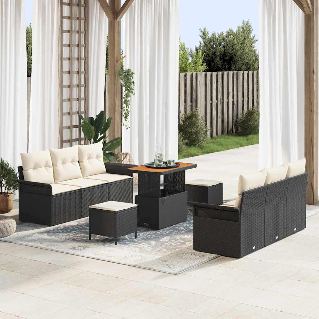 Garten-Sofa-Set 9 Stk. 8-Sitzanzahl Schwarz