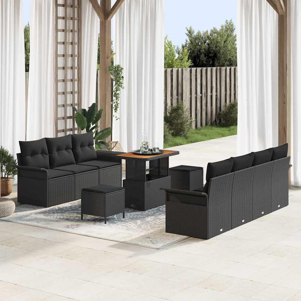 Garten-Sofa-Set 10 stk. 9-Sitzanzahl Schwarz