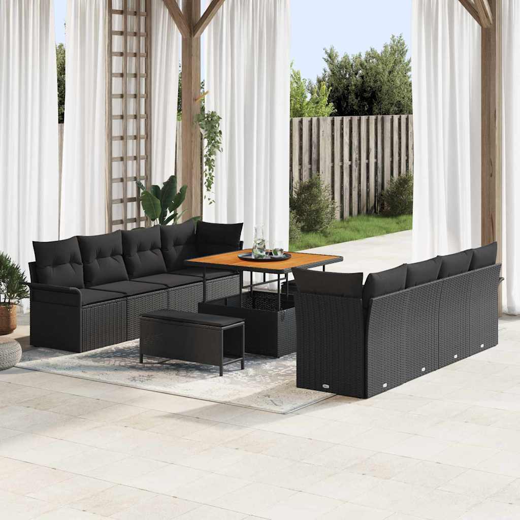 Garten-Sofa-Set Schwarz