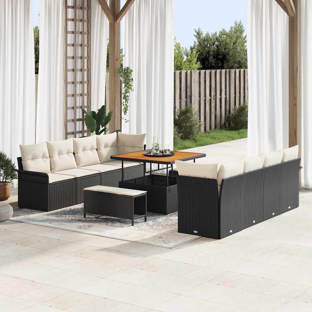 Garten-Sofa-Set Schwarz