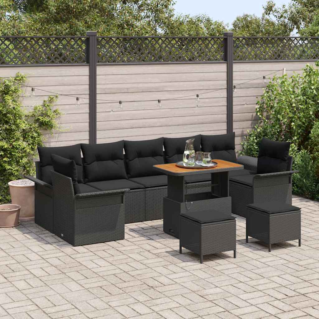 Garten-Sofa-Set 10 stk. 9-Sitzanzahl Schwarz