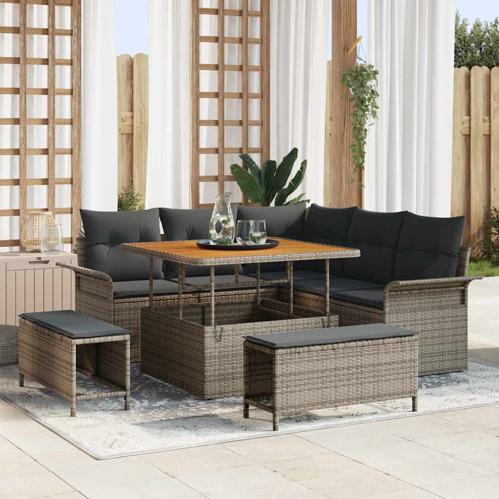 Garten-Sofa-Set 8 stk. 7-Sitzanzahl Grau