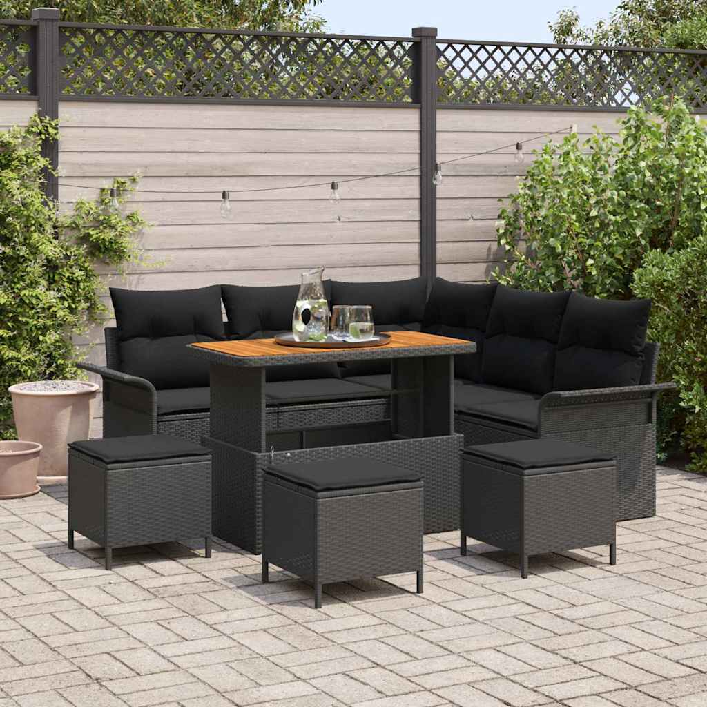 Garten-Sofa-Set 9 stk. 8-Sitzanzahl Schwarz