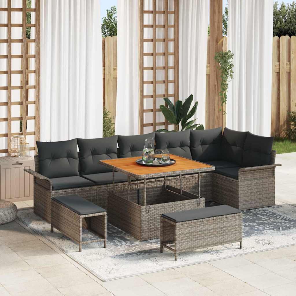 Garten-Sofa-Set 9 stk. 8-Sitzanzahl Grau