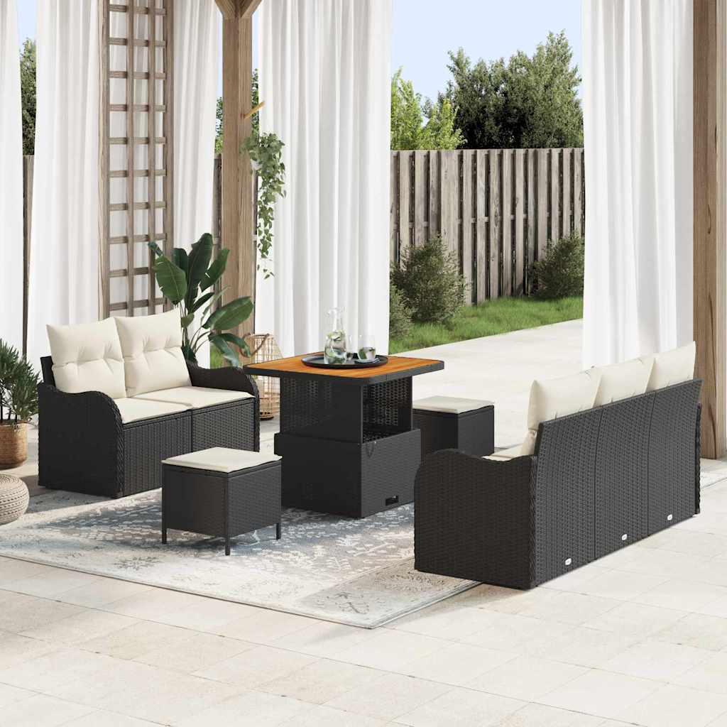 Garten-Sofa-Set 8 Stk. 7-Sitzanzahl Schwarz
