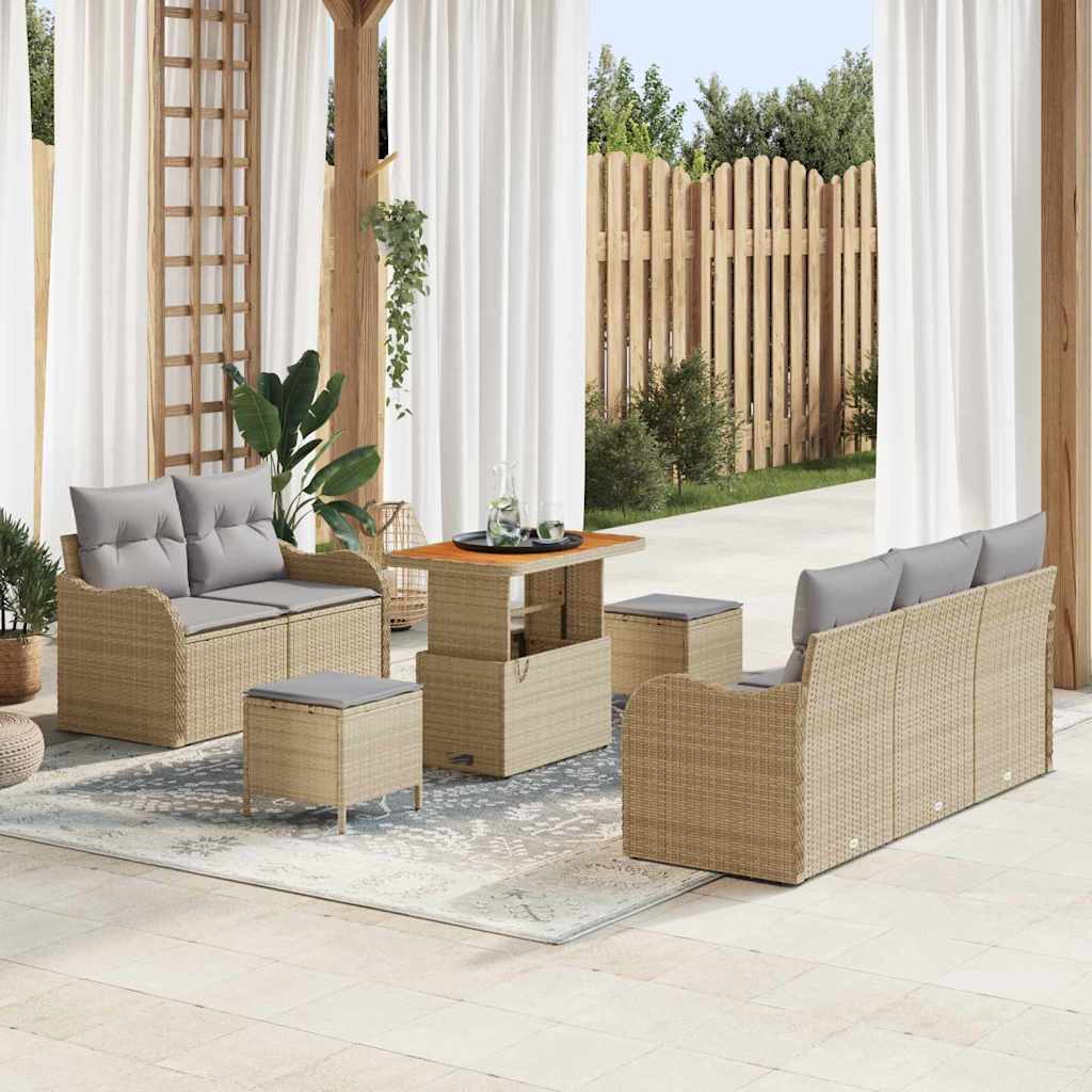 Garten-Sofa-Set 8 Stk. 7-Sitzanzahl Beige