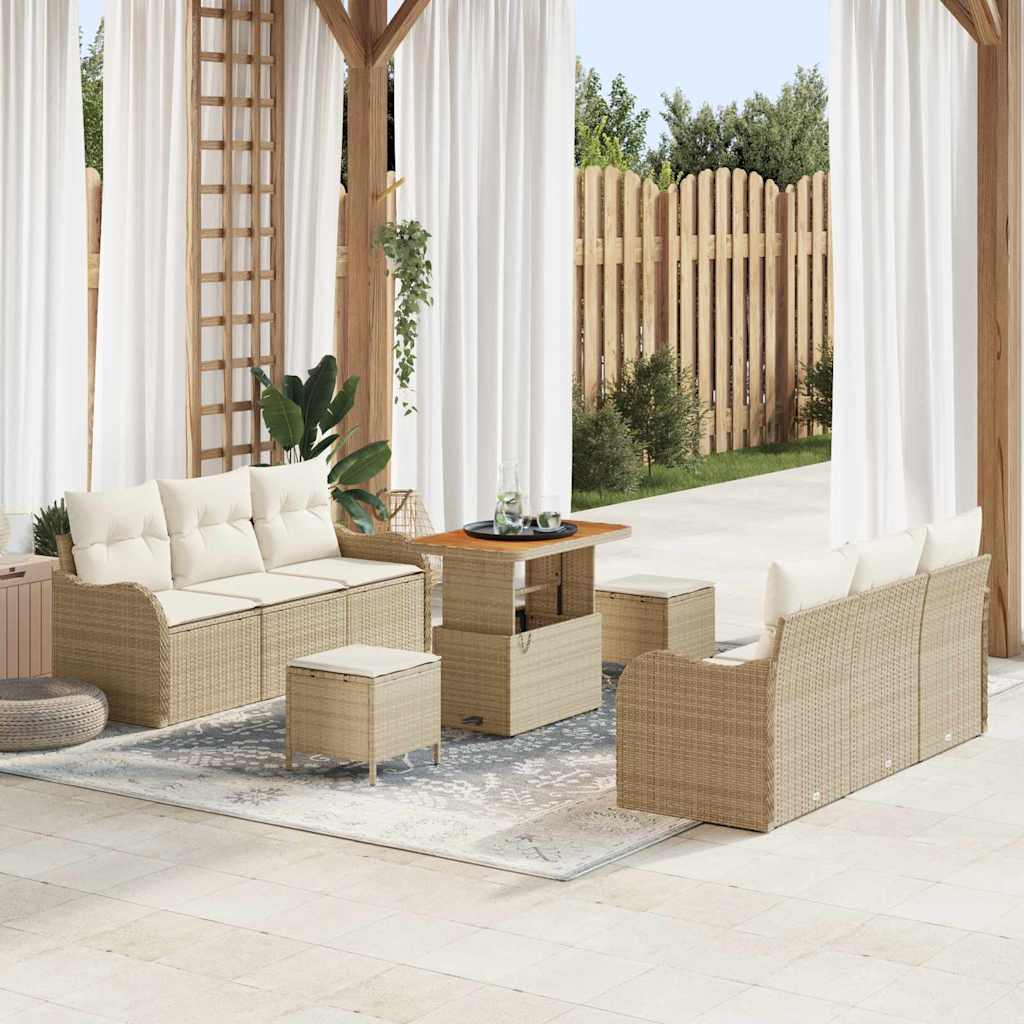Garten-Sofa-Set 9 stk. 8-Sitzanzahl Beige und Creme