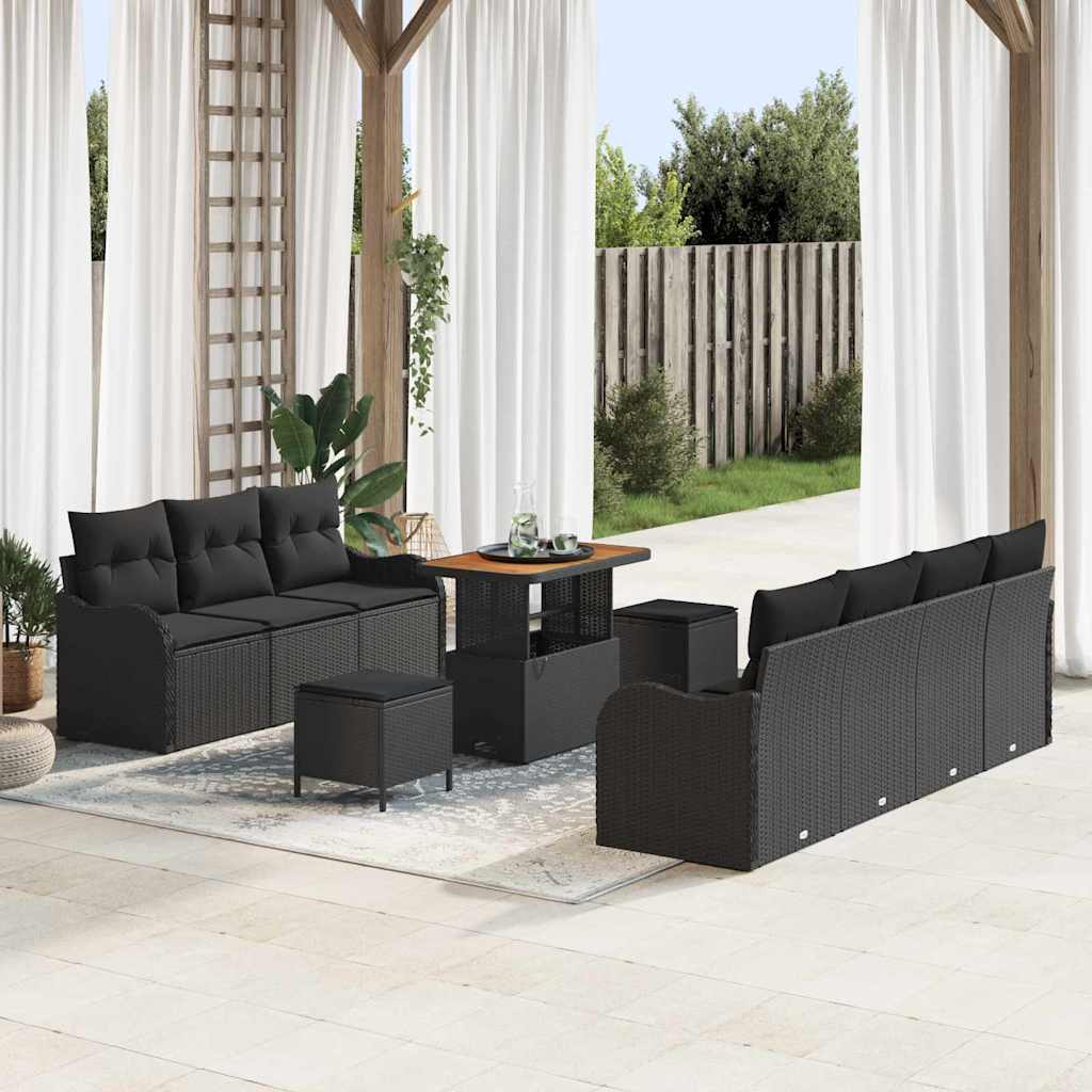 Garten-Sofa-Set 10 Stk. 9-Sitzanzahl Schwarz