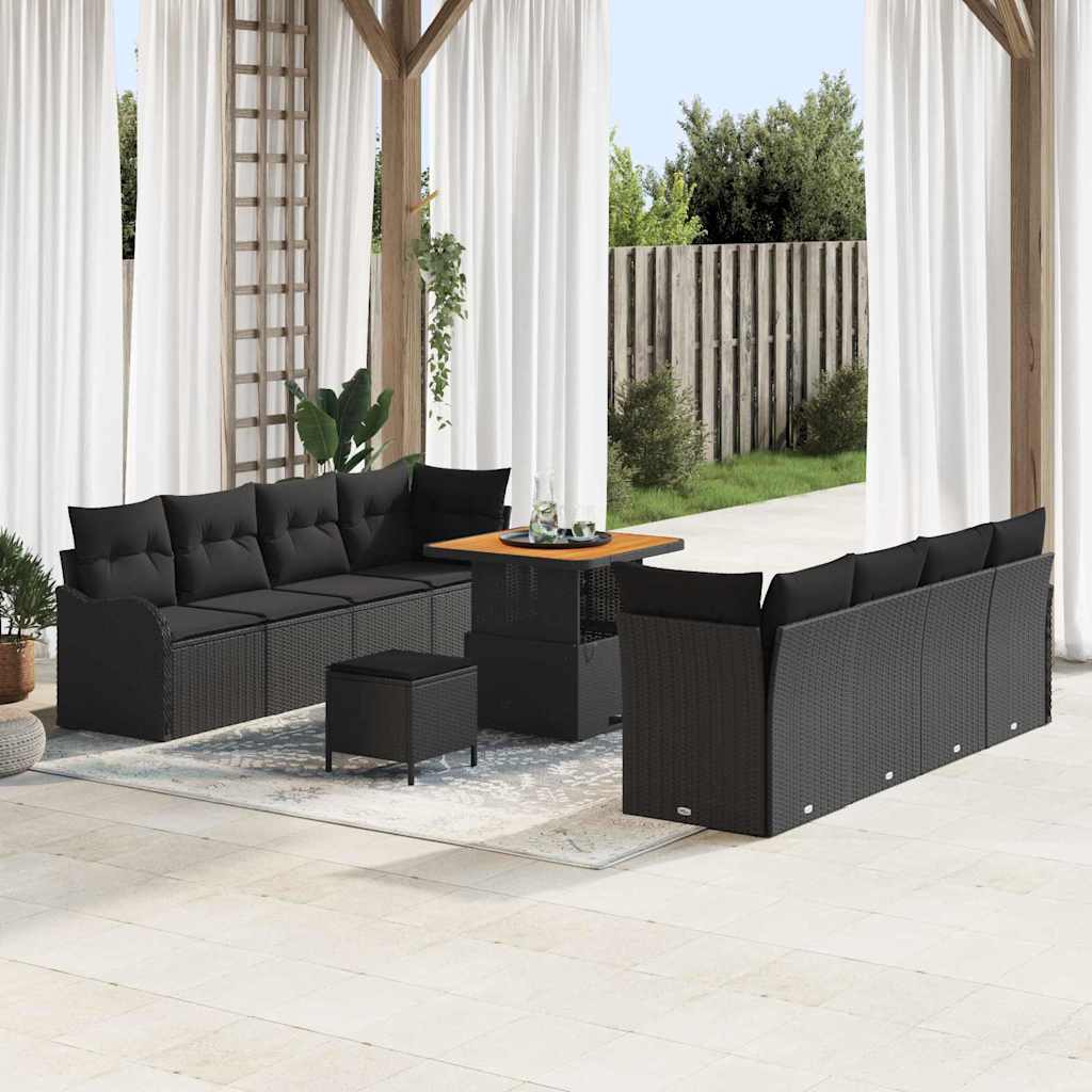 Garten-Sofa-Set 11 stk. 10-Sitzanzahl Schwarz