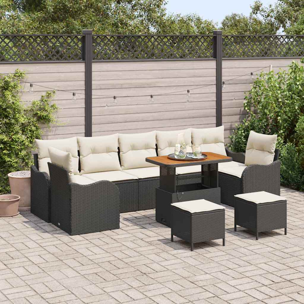 Garten-Sofa-Set 10 Stk. 9-Sitzanzahl Schwarz