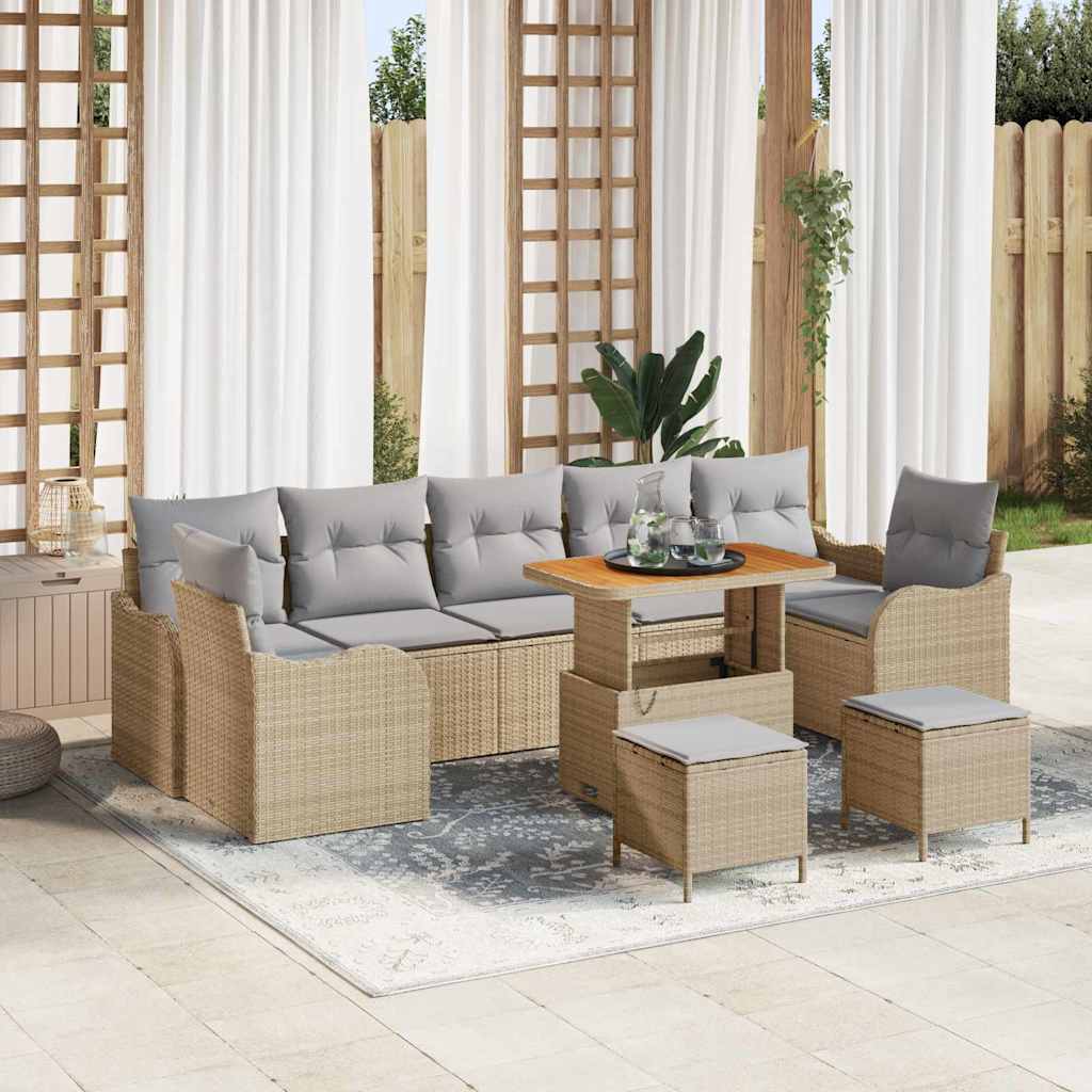 Garten-Sofa-Set 10 Stk. 9-Sitzanzahl Beige