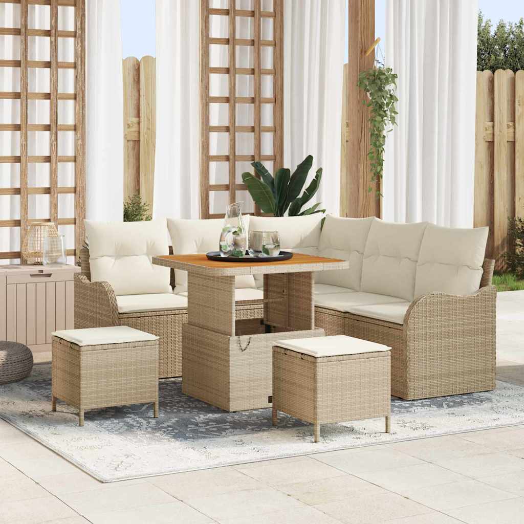 Garten-Sofa-Set 8 Stk. 7-Sitzanzahl Beige