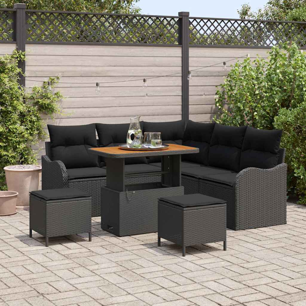Garten-Sofa-Set 8 Stk. 7-Sitzanzahl Schwarz