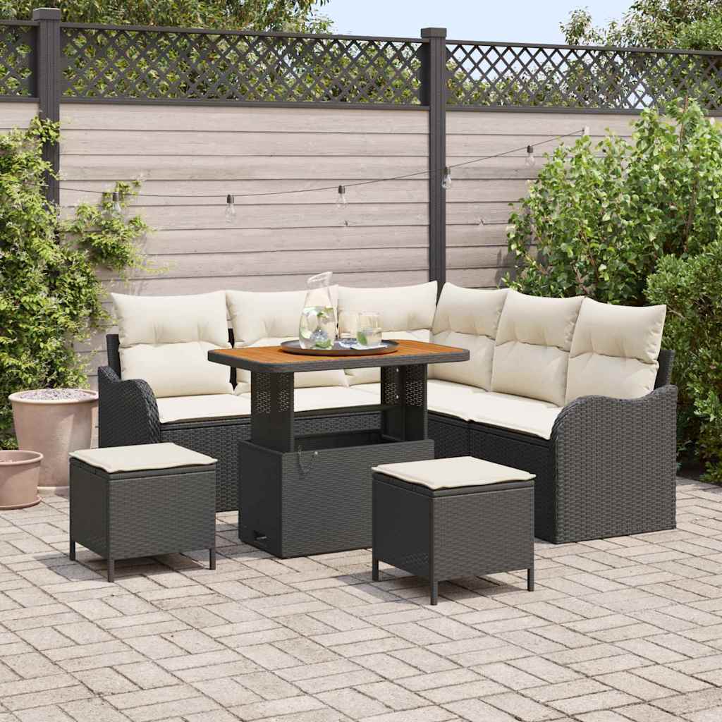 Garten-Sofa-Set 8 Stk. 7-Sitzanzahl Schwarz