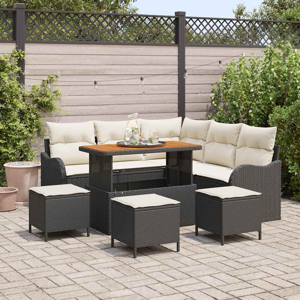 Garten-Sofa-Set 9 Stk. 8-Sitzanzahl Schwarz