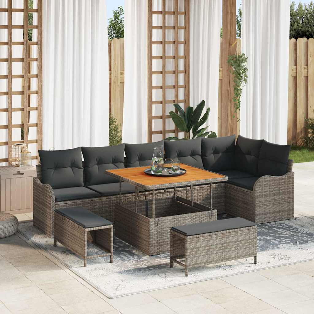 Garten-Sofa-Set 9 Stk. 8-Sitzanzahl Grau