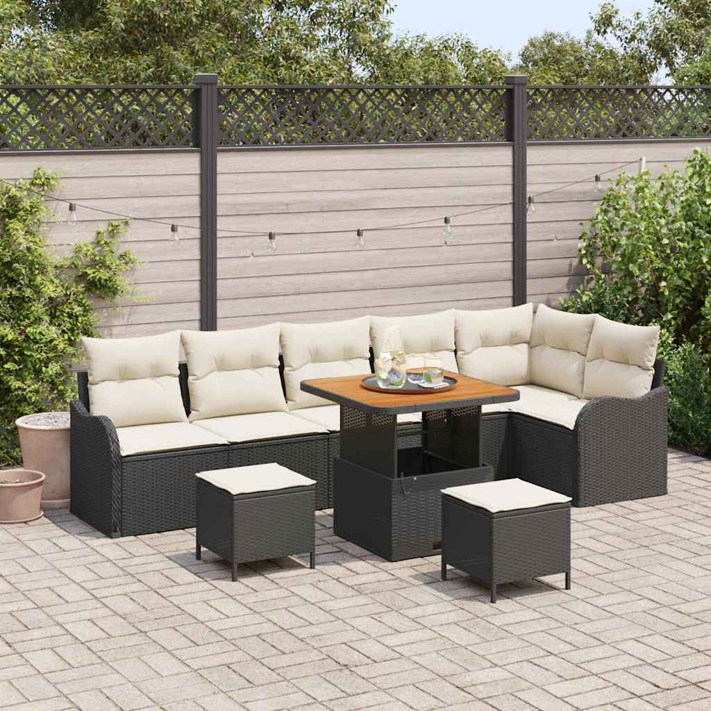 Garten-Sofa-Set 9 Stk. 8-Sitzanzahl Schwarz
