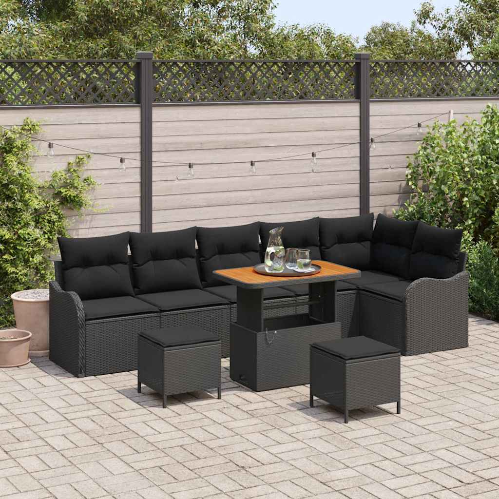 Garten-Sofa-Set 9 Stk. 8-Sitzanzahl Schwarz