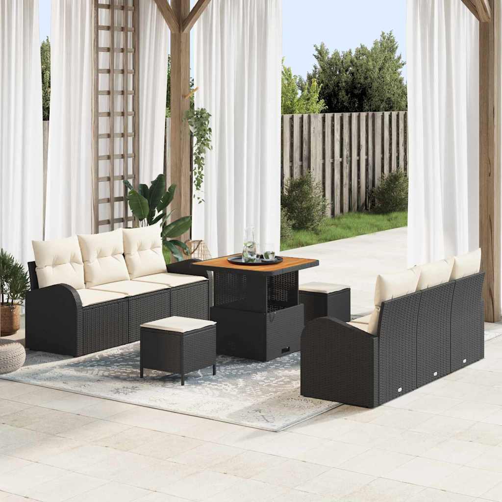 Garten-Sofa-Set 9 Stk. 8-Sitzanzahl Schwarz