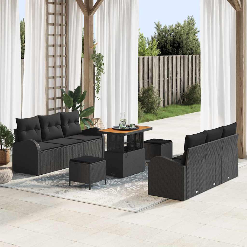 Garten-Sofa-Set 9 Stk. 8-Sitzanzahl Schwarz