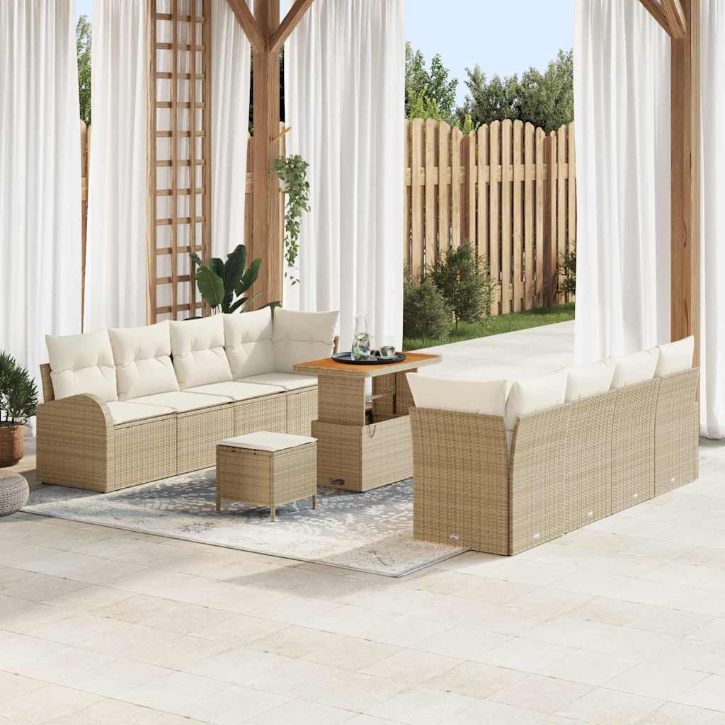 Garten-Sofa-Set 11 Stk. 10-Sitzanzahl Beige