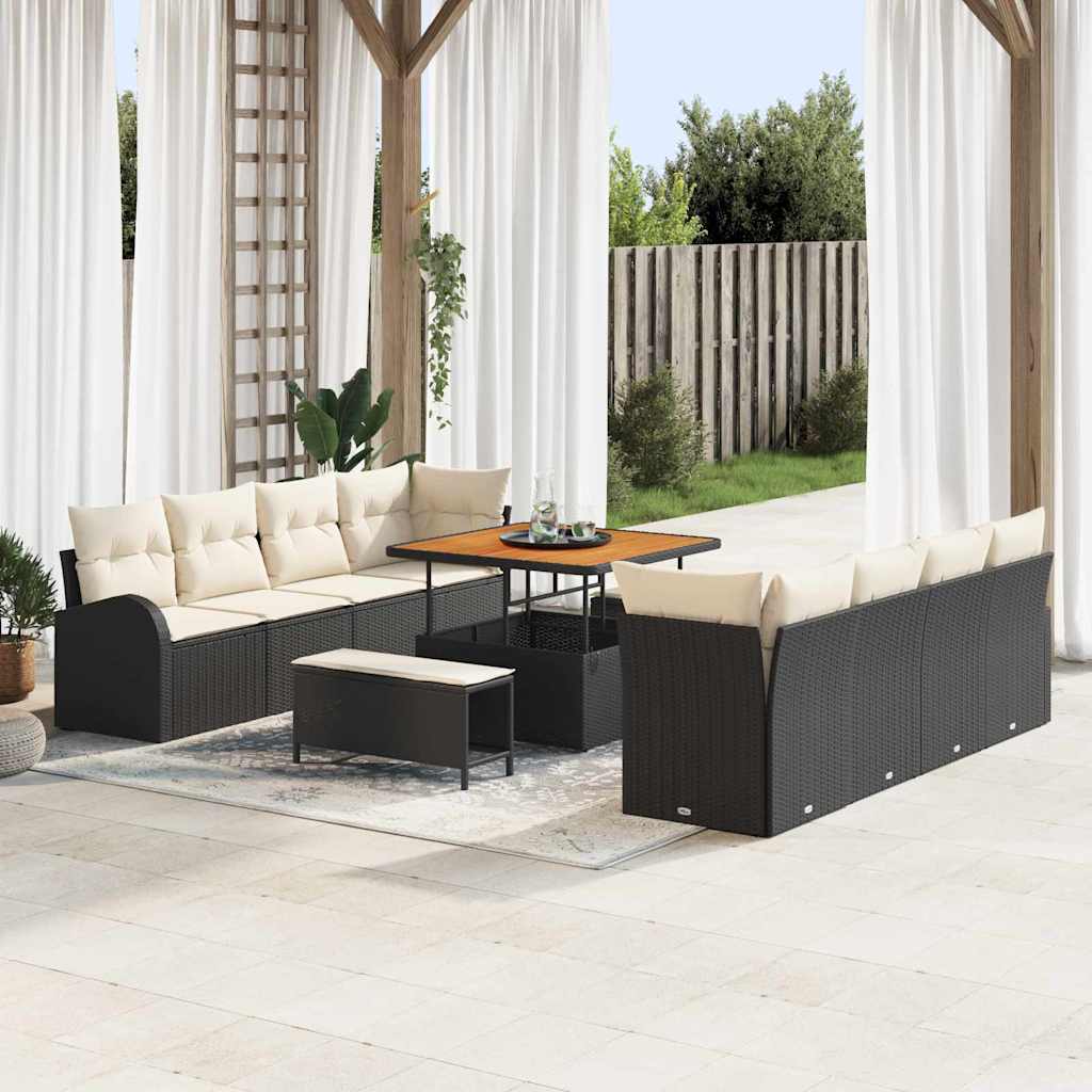 Garten-Sofa-Set 11 Stk. 10-Sitzanzahl Schwarz